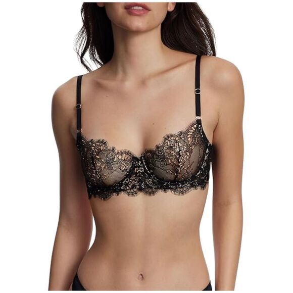Skarlett Blue NWT Entice Lace Balconette Bra Black/Rose 34B - Picture 1 of 6
